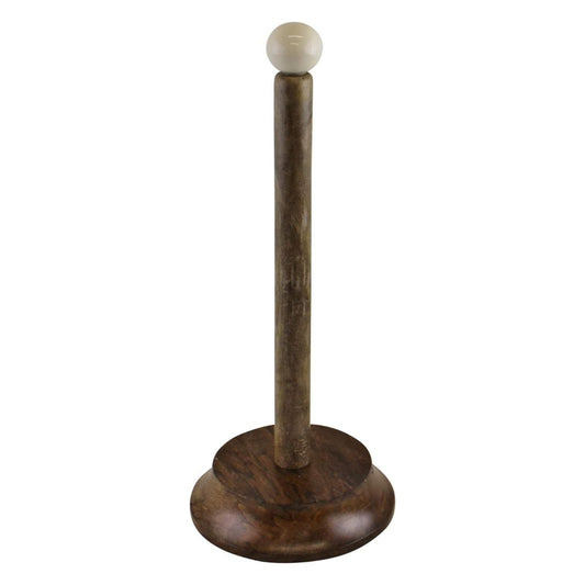 Brown Wood & Ceramic Kitchen Roll Holder French Paper Towel Holder Tissue Stand