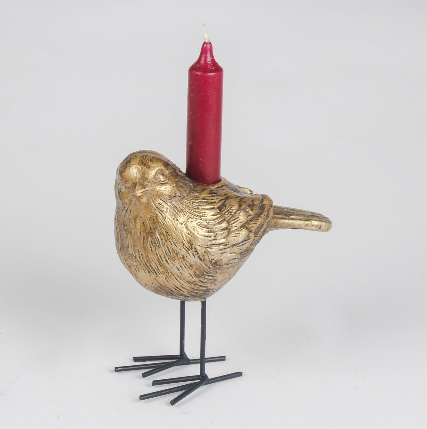 Polyresin Antique Gold Robin Candlestick Candle Holder Dinner Candle Table Bird