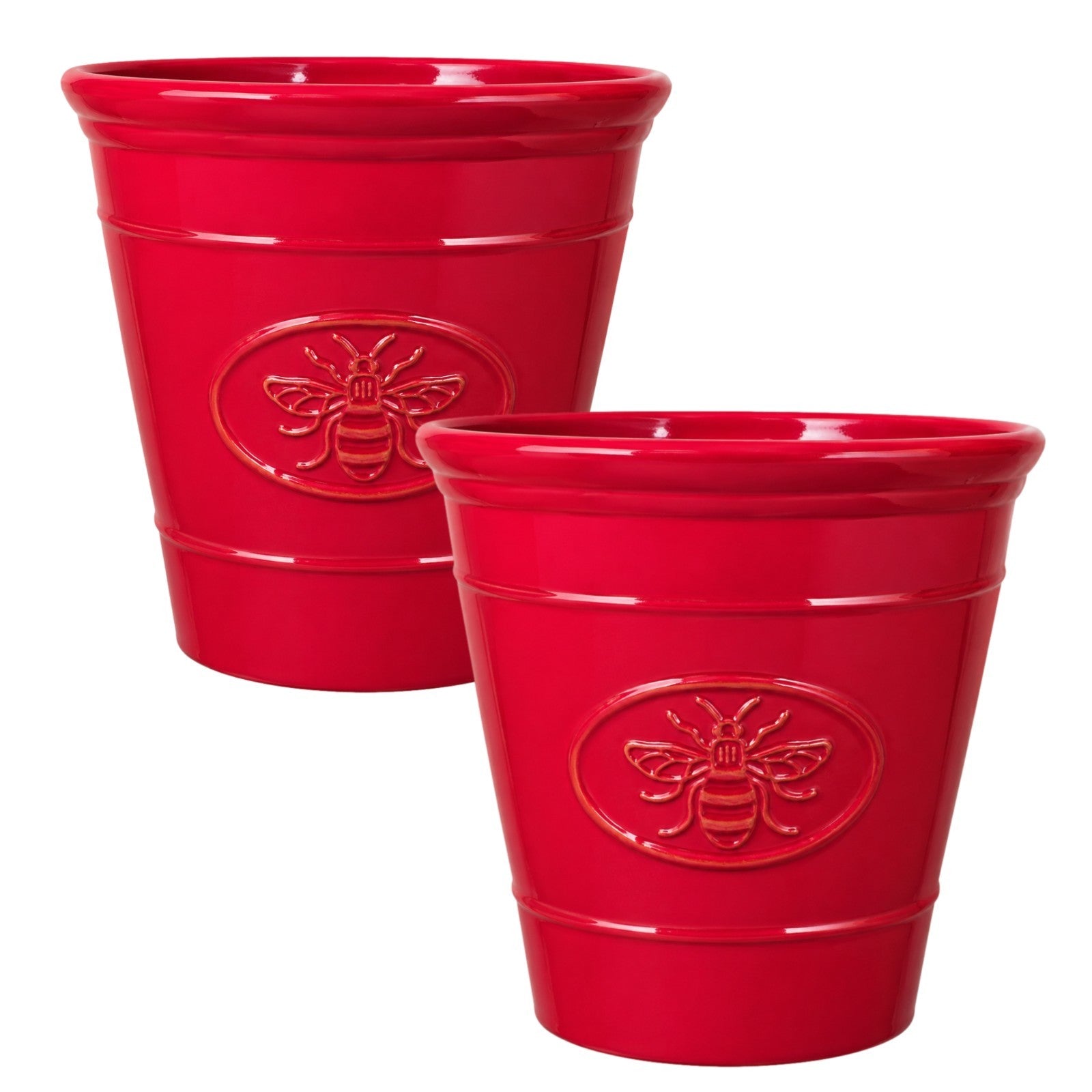 Rose Plastic Bee Plant Pot 40cm 34L Glossy Indoor Outdoor Garden Flower Planter