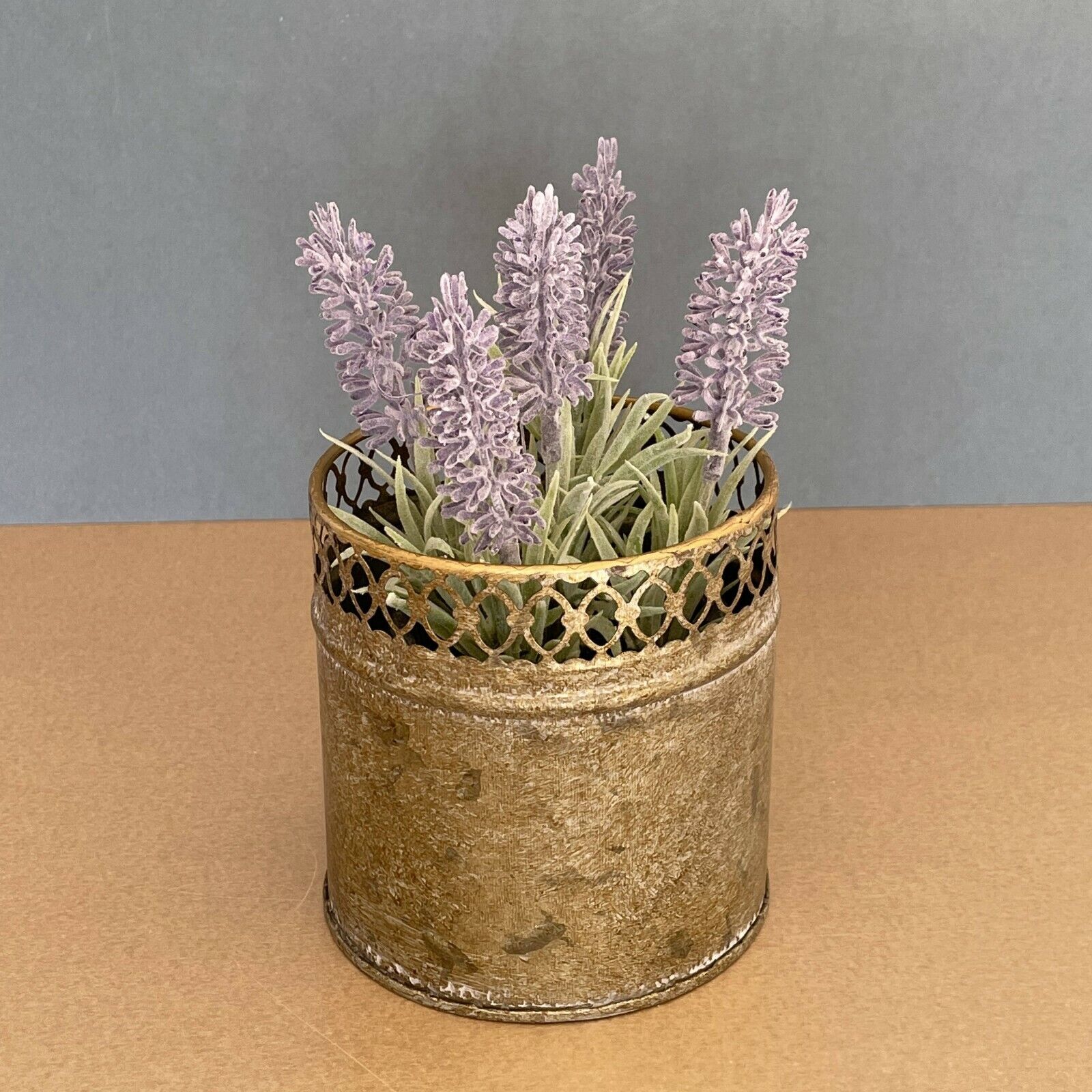 Set of 3 Galvanised Gold Metal Rounds Plant Pots Planters Garden Pots Vases