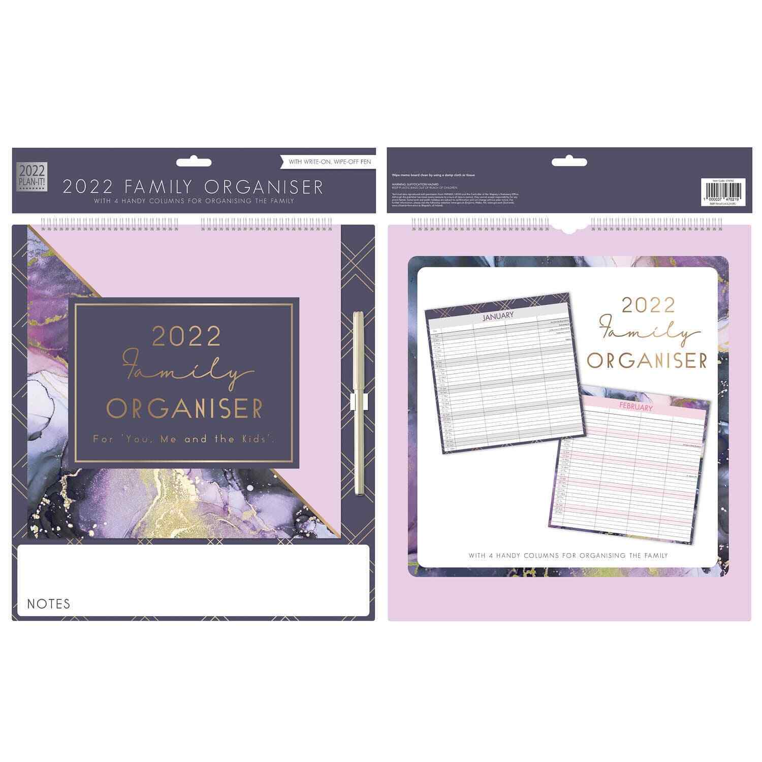 2022 Family Organiser Planner Calendar Hanging Memo Board Mum's Diary Notes