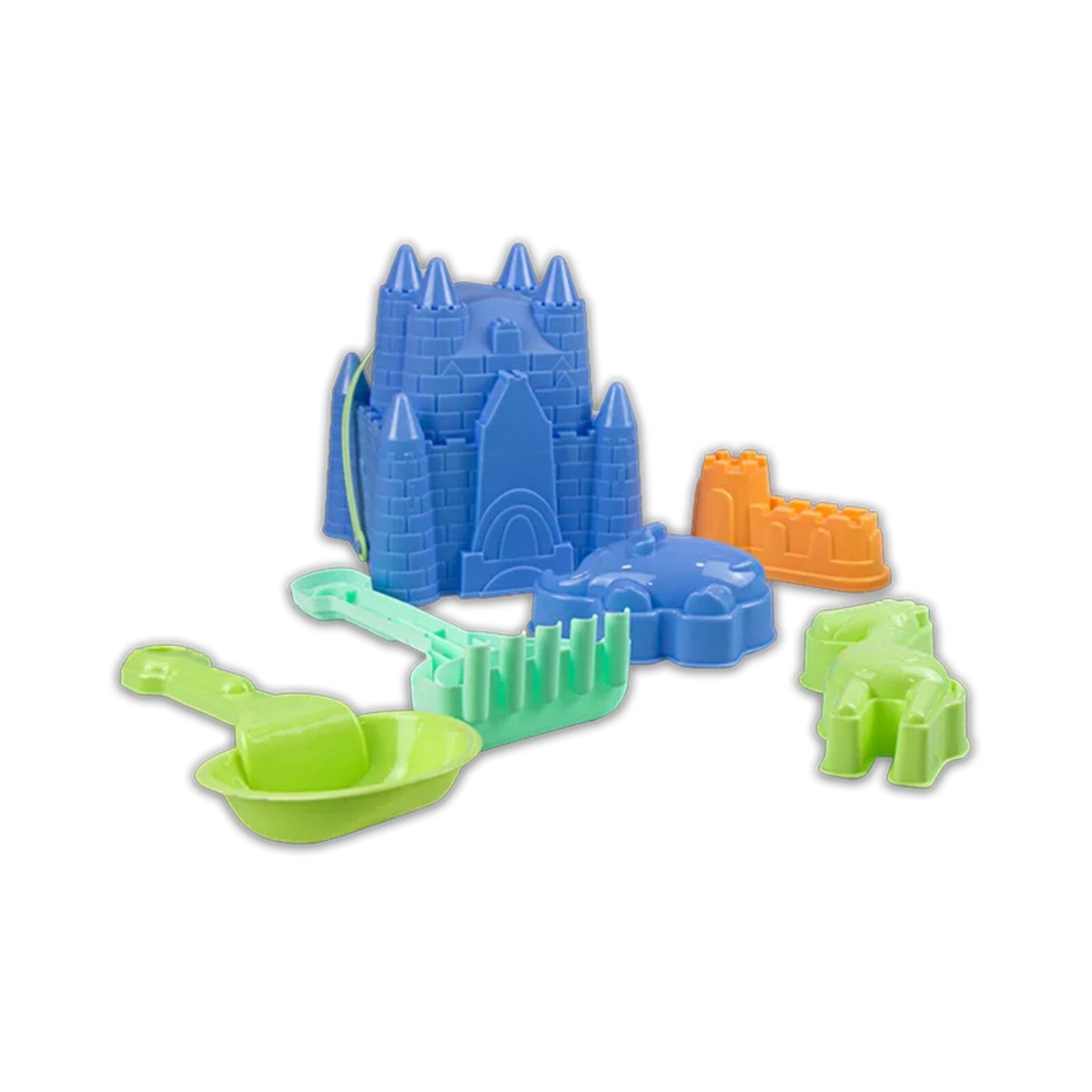 Blue Sand Castle Beach Bucket 7Pc Tools Set Plastic Garden Toys Kid Outdoor Toy