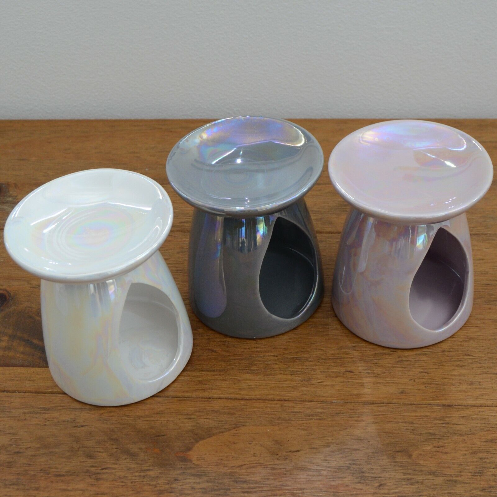 13cm Tall Ceramic Pearlised Fragrance Oil Wax Melt Burner Tealight Candle Holder