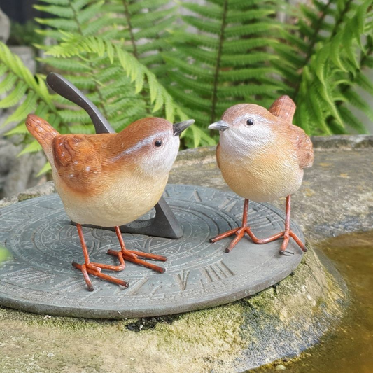 Resin Wren Pair Figurines Colourful Birds Home Garden Decorative Ornaments Gift