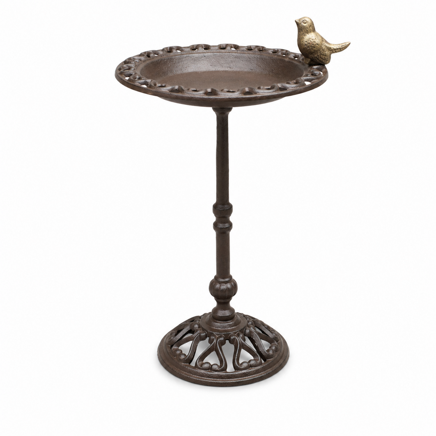 Cast Iron 38cm Tall Bird Bath Feeder for Small Wild Birds Water Food on Stand