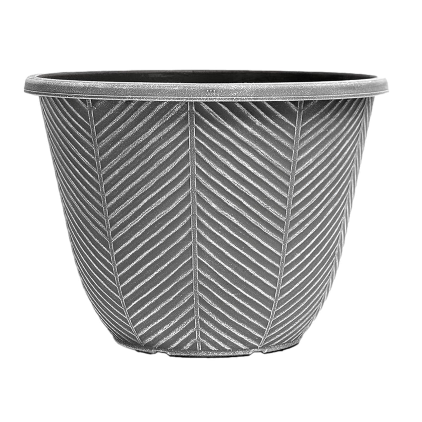 Round Plastic Silver Grey Plant Pot 32cm Outdoor 11L Home Flower Garden Planter