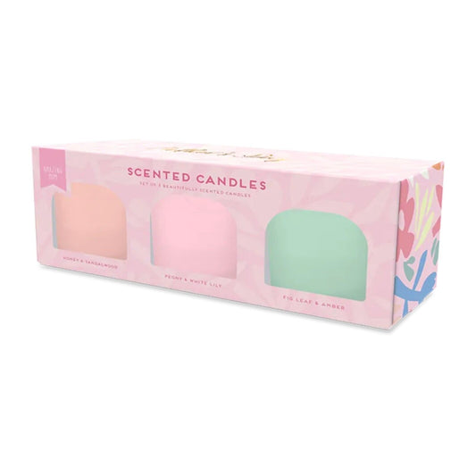 3Pc Mother's Day Scented Candles Pastel Colour Glass Votive 8 Hours Burning Time