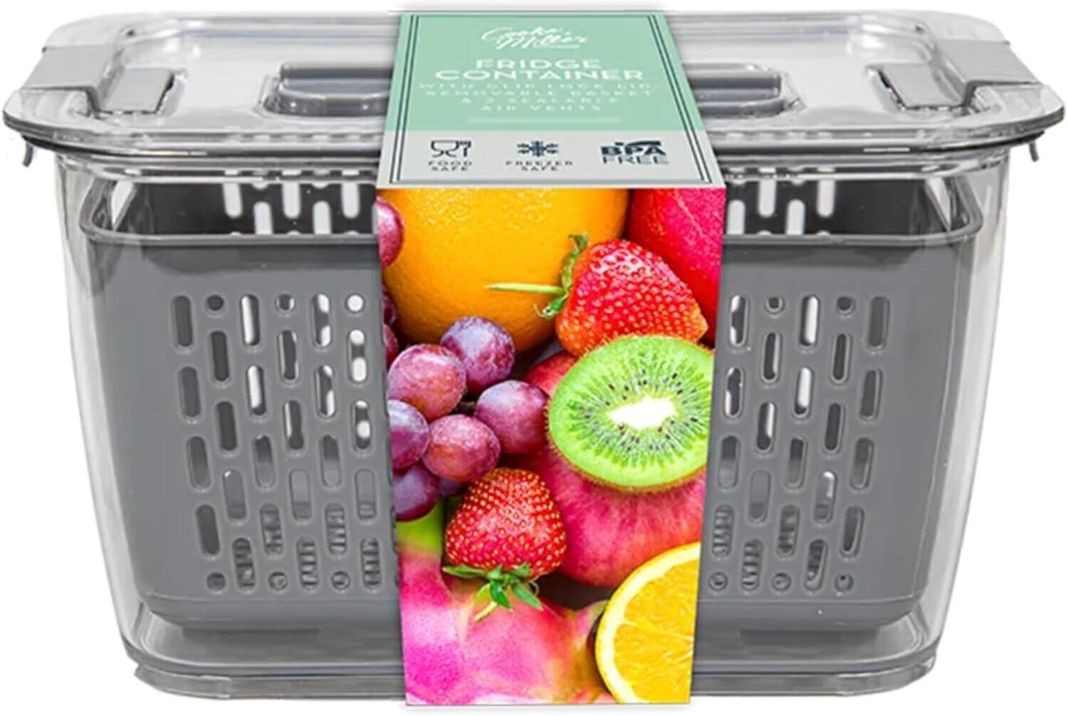 Fridge Container with Removeable Basket Fresh Fruit Vegetable Storage Container