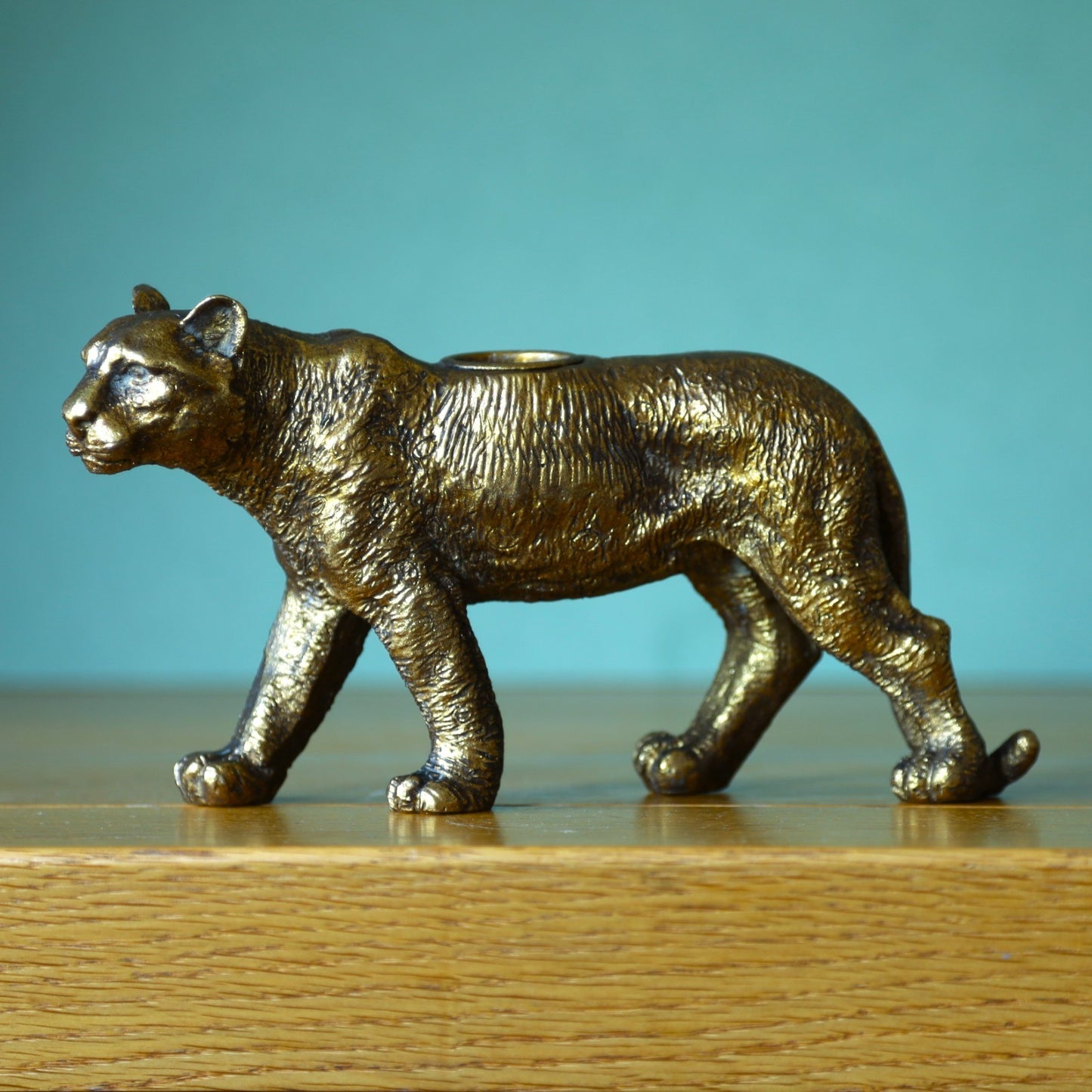 Resin Gold Leopard Taper/Dinner Candle Stick Holder Animal Statue Antique Gift