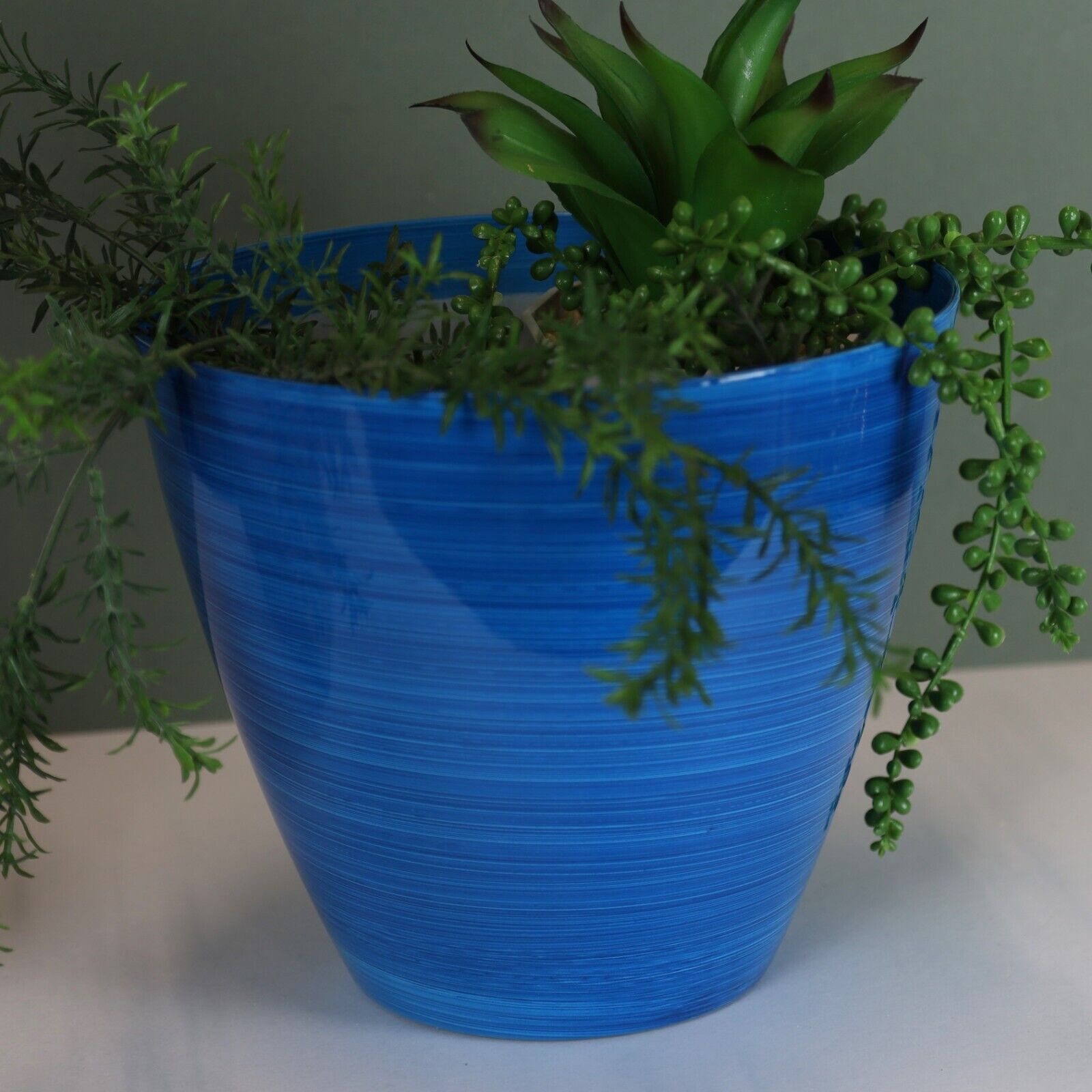 30cm Large Plastic Round Ocean Blue Savannah Planter Plant Flowers Pot Cover
