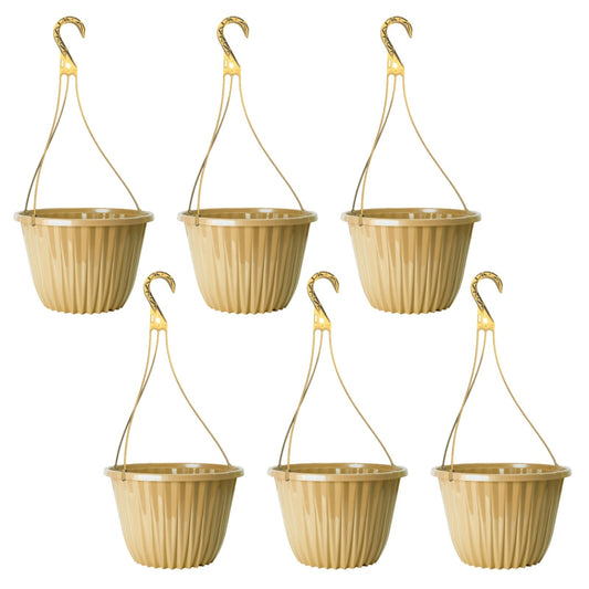 Plastic Yellow Hanging Basket 27cm Plant Pot 7L Home Garden Hook Planter Glossy