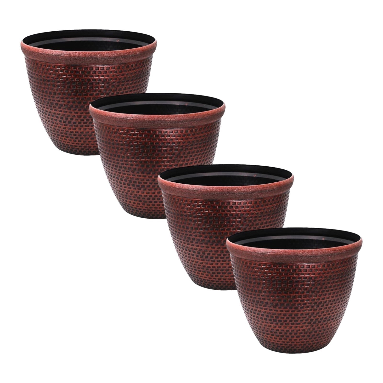 4Pc Plastic Cromarty Planter 30cm Antique Copper Pot 10L Garden Decor Plant Pot