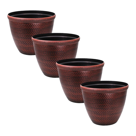 4Pc Plastic Cromarty Planter 30cm Antique Copper Pot 10L Garden Decor Plant Pot