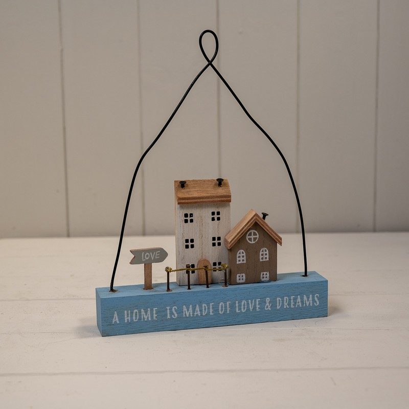 Wooden House Ornament Hanging Rustic Home Warming Plaque House Gift Decor Sign