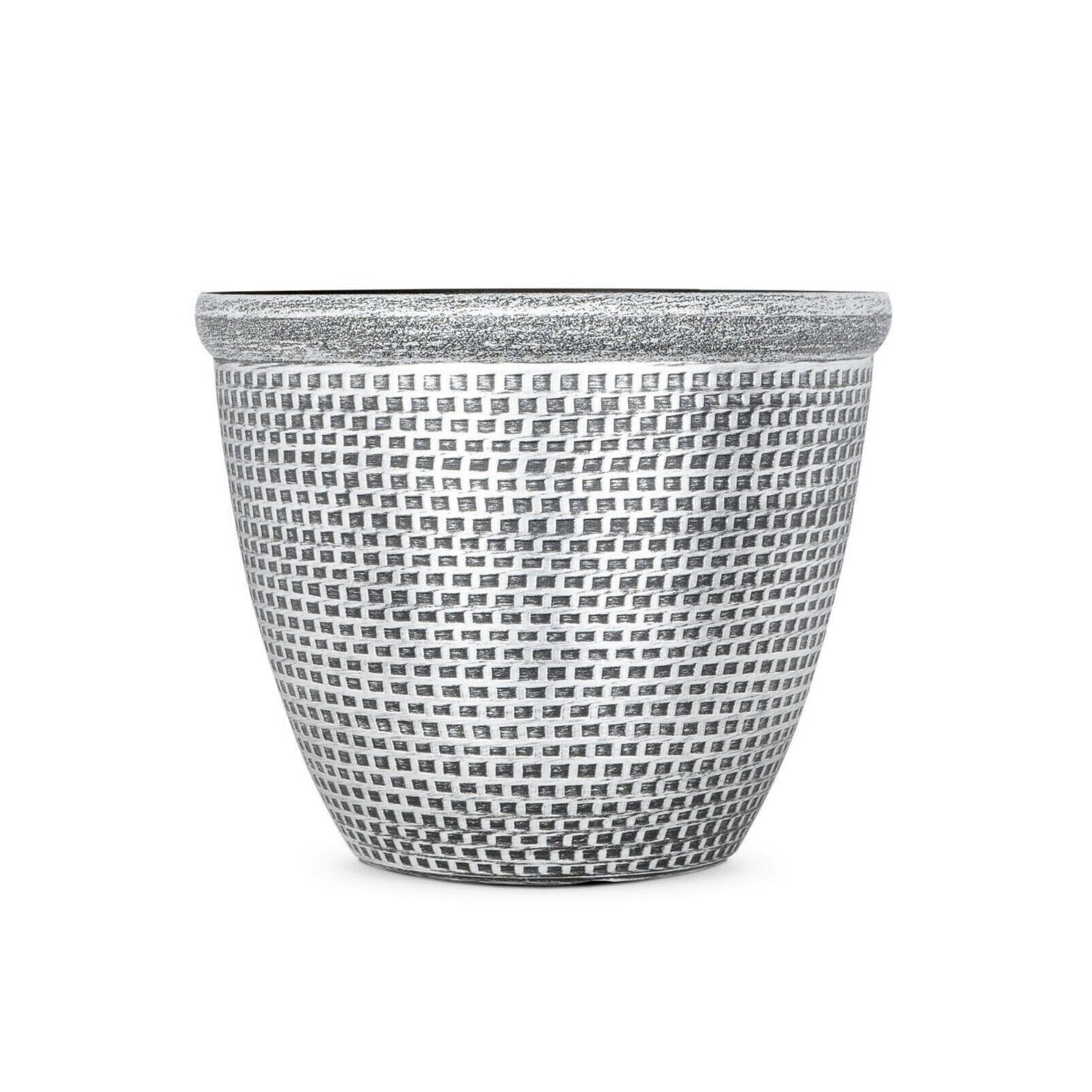 6Pc Silver Round Plastic Planter 30cm Cromarty Plant Pot 10L Flower Garden Decor