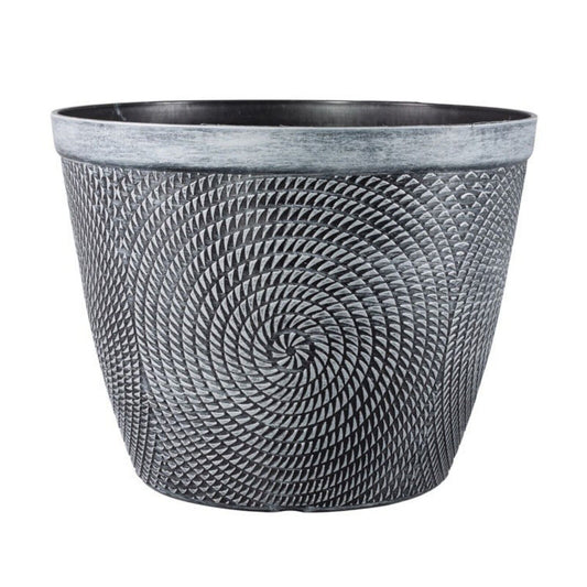 Round Grey Plant Pot 30cm Spiral Pot Outdoor 11.5L Garden Planter Cover Decor