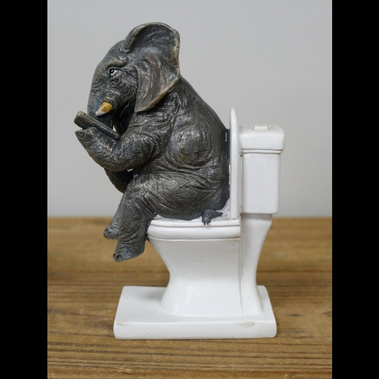 Resin Elephant on the Loo Bull Decorative Sculpture Ornament Statue Funny Gift