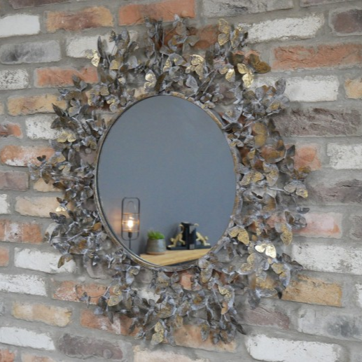 Metal Golden Ornate Butterfly Mirror Shabby Chic Rustic Curved Glass Mirror Gift
