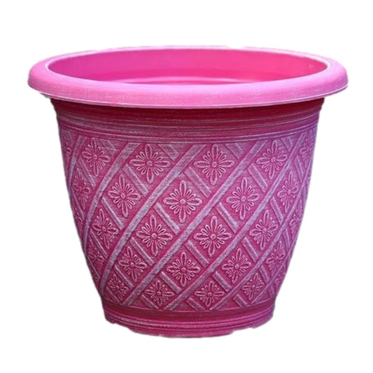 Round Plastic Plant Pot 40cm Weatherproof 23L Woven Flower Garden Decor Planter