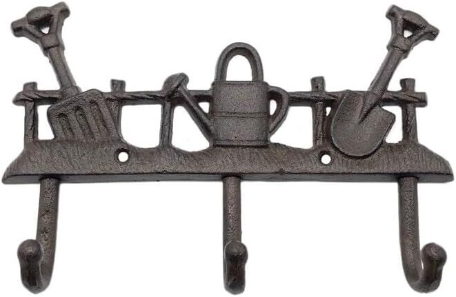 Cast Iron Brown 3 Hooks Garden Design Wall Mounted Coat Hooks Key Hanger Hooks