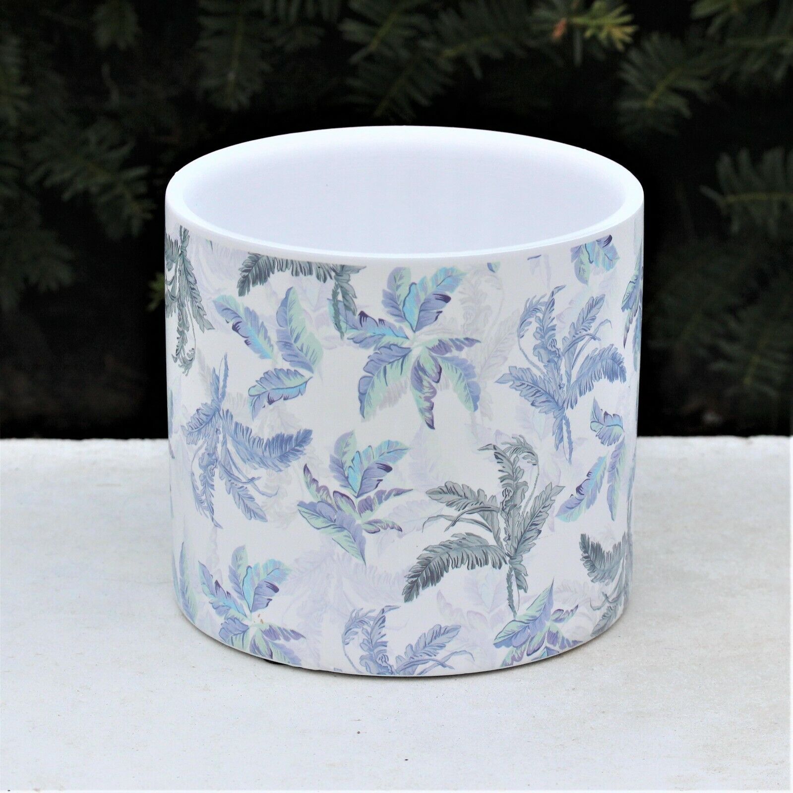 Round Ceramic Green Gold Floral Indoor Plants Flowers Herb Pots Planters Vase 