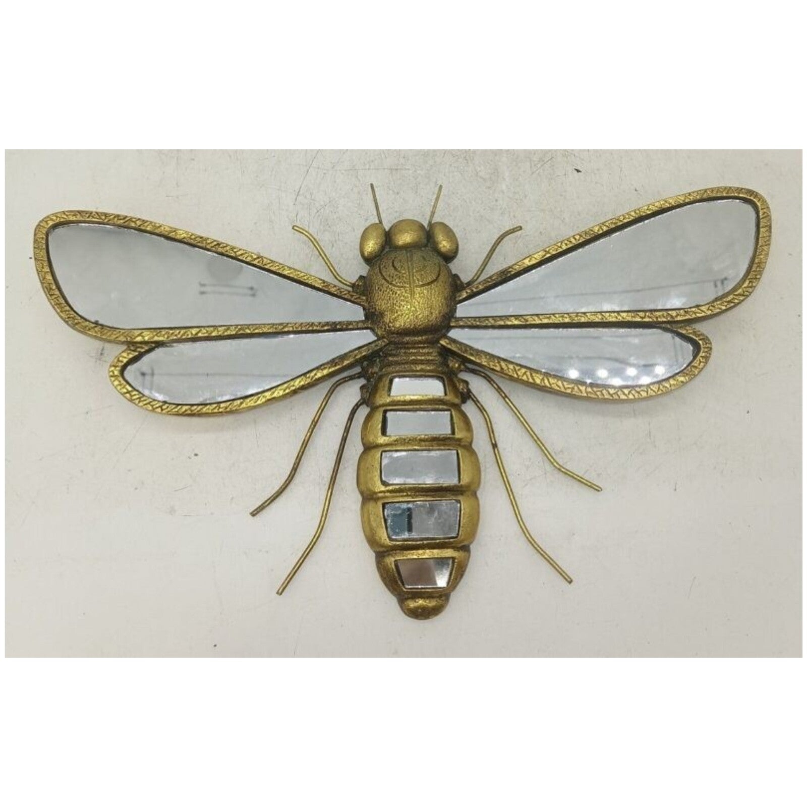 Resin Gold Mirrored Bee Glass Statue Wall Hang Home Ornament Vintage Figurine