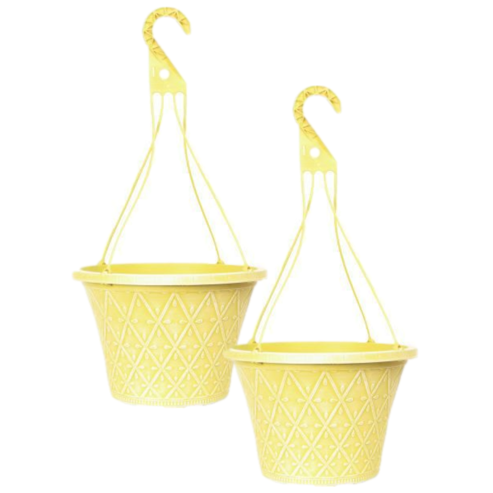 2Pcs 30cm 12 Inch Hanging Basket Yellow Outdoor Planter Decorative Outdoor Pot