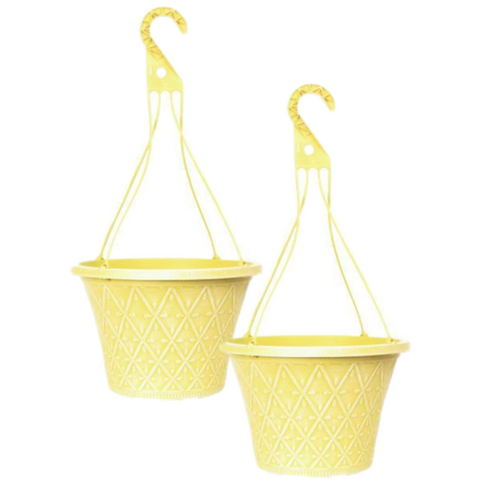 2Pcs 30cm 12 Inch Hanging Basket Yellow Outdoor Planter Decorative Outdoor Pot