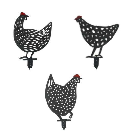 Metal Coated Chicken Stake Outdoor Gaden Lawn Plaque Decor Ornament