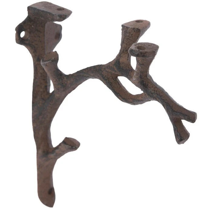 2Pc Cast Iron Tree Branch with Hook Shelf Bracket Wall Supports Floating Shelves