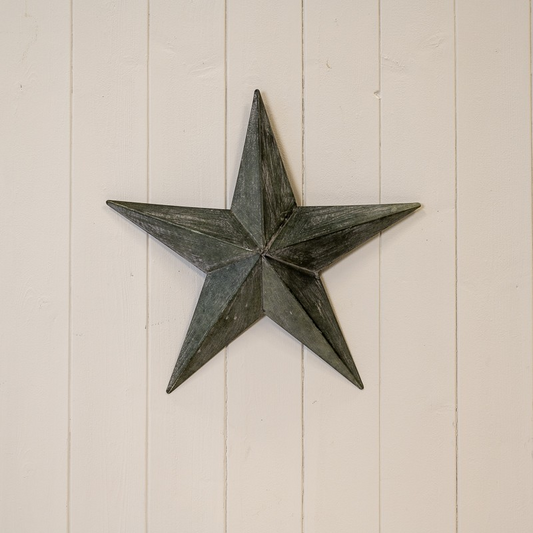 Grey Metal Star Wall Mounted Ornament Sculpture Home Office Vintage Decoration