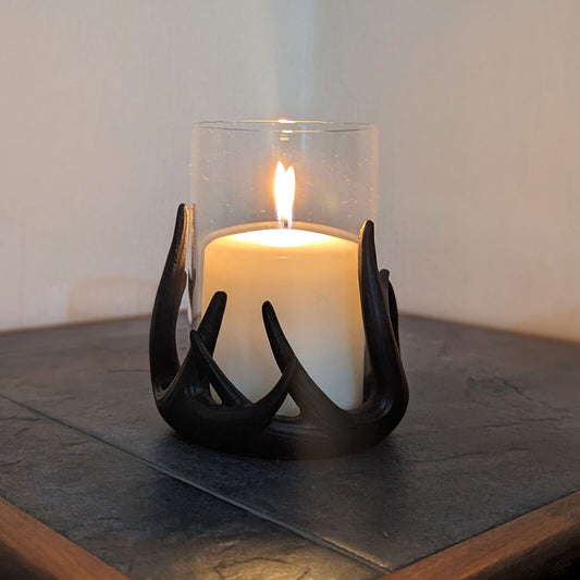 Antler Tealight Pillar Glass Candle Tea Light Holder Halloween Decoration Gift
