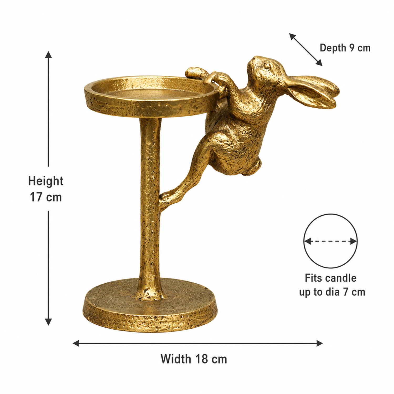 Cast Iron Hare Pillar Candle Holder Antique Gold Rabbit Candle Stand Ornament