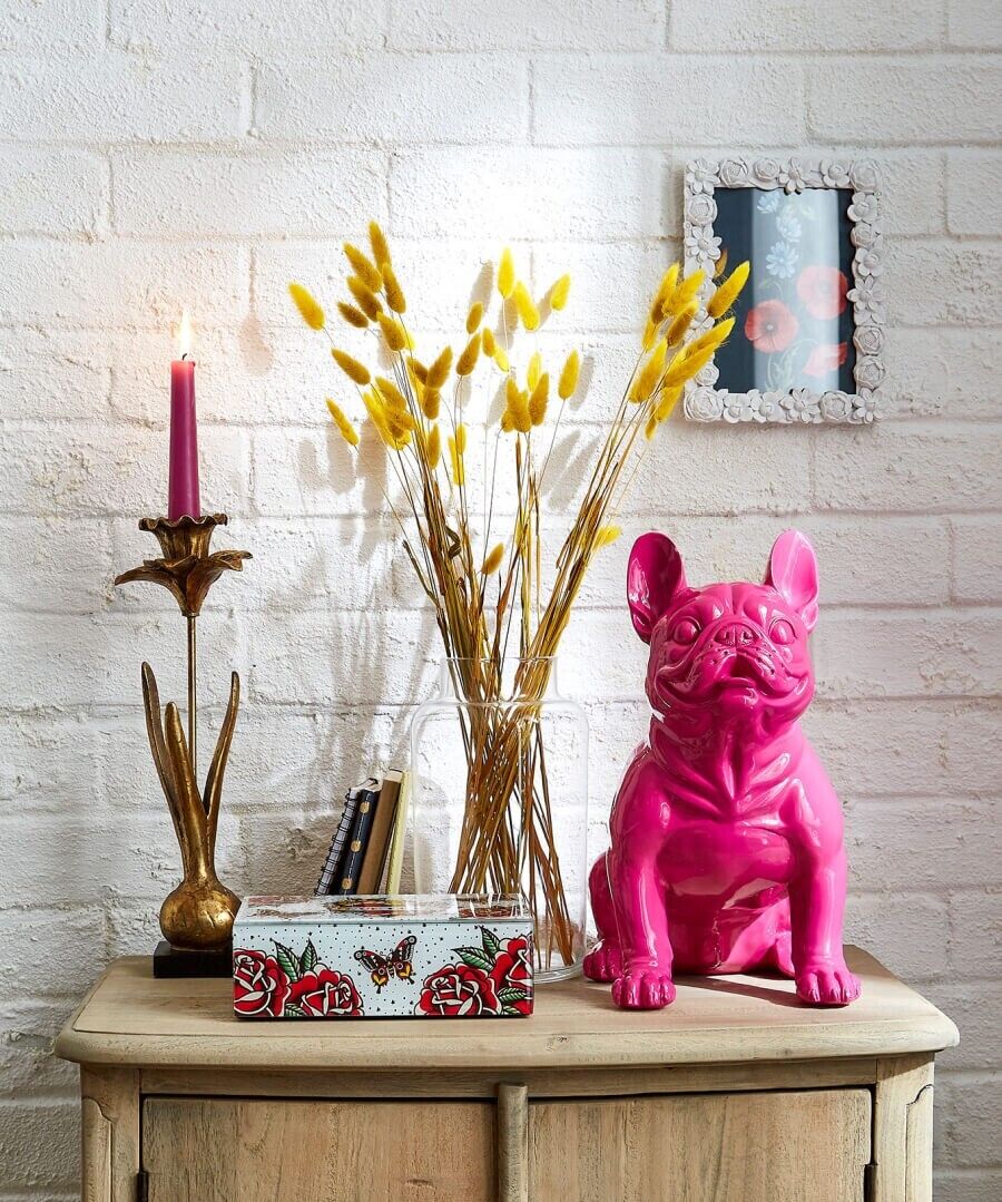 34cm Candle Holder Gold Resin Daffodils Flower Dinner Tapered Candle Holder