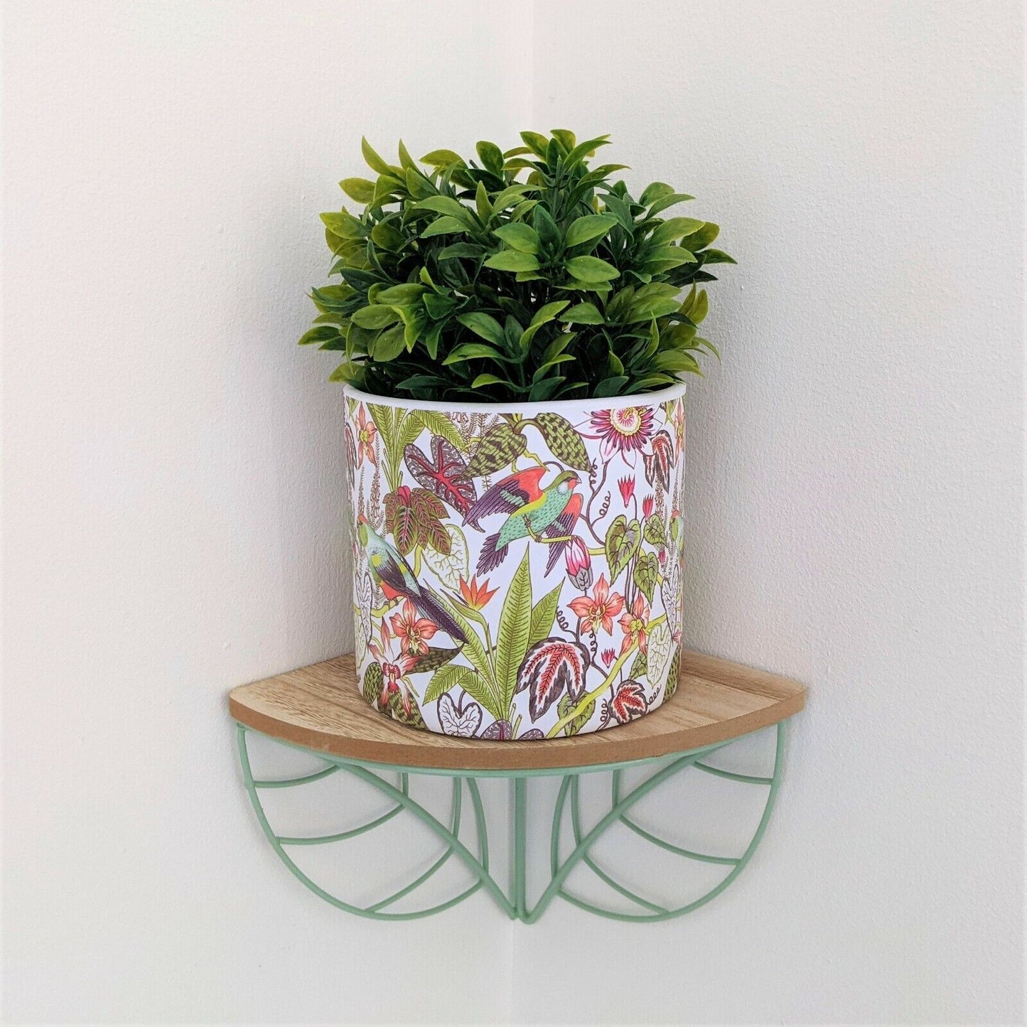 13.5cm Paradise Birds Floral Ceramic Indoor Plant Pot Holder Herb Cover Planter