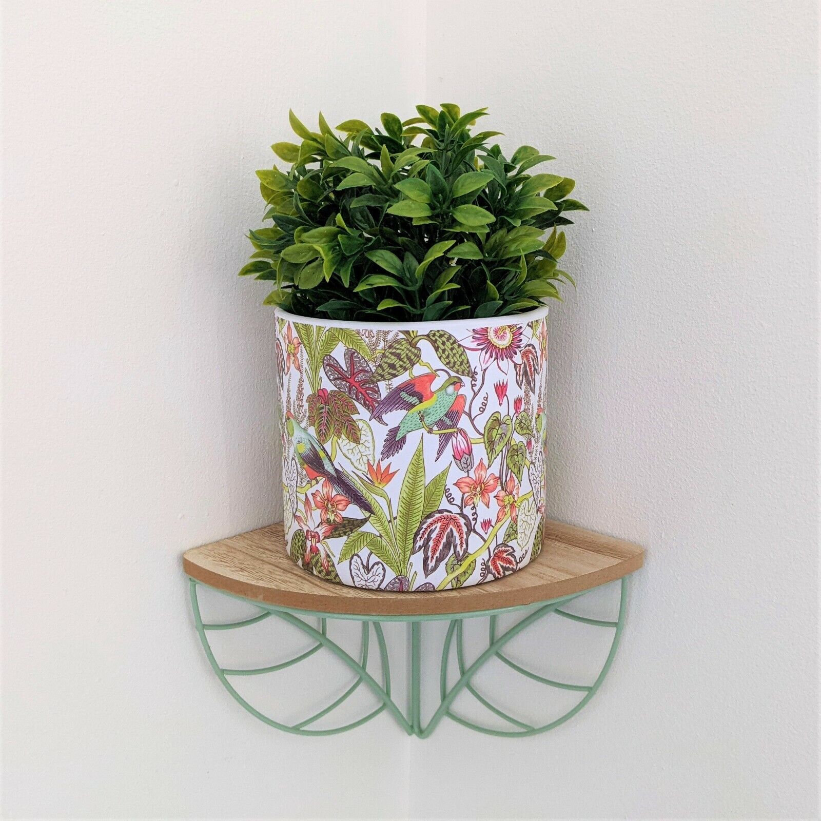 13.5cm Paradise Birds Floral Ceramic Indoor Plant Pot Holder Herb Cover Planter