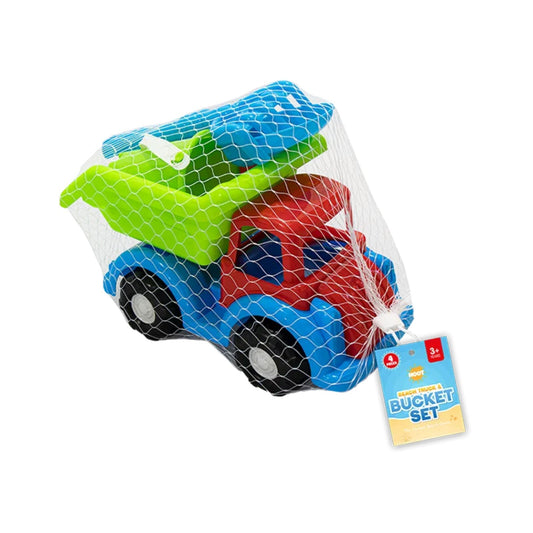 Sand Beach Truck and Bucket with Tool Set 4Pc Plastic Garden Toys Kid Outdoor
