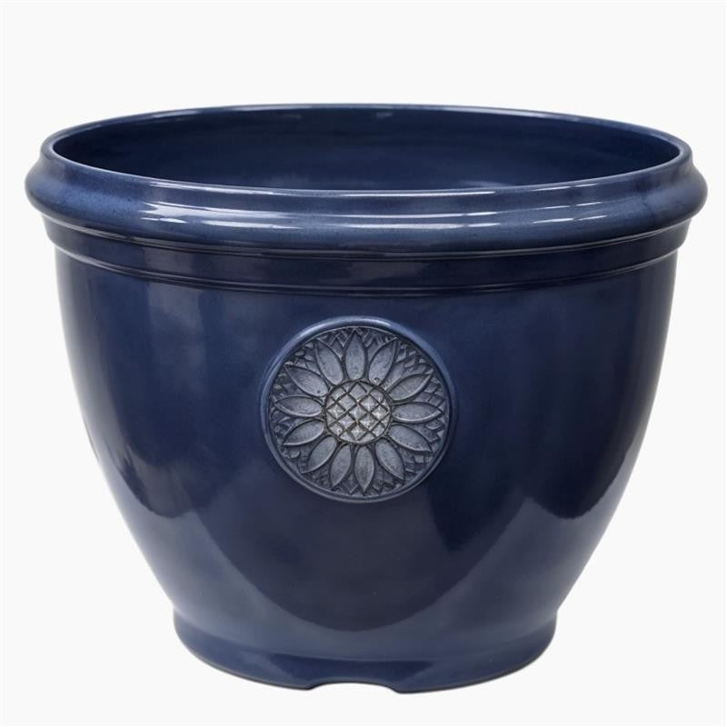 Round Plant Pot 30cm Garden Outdoor 11L Pot Sunflower Planter Glossy Home Decor