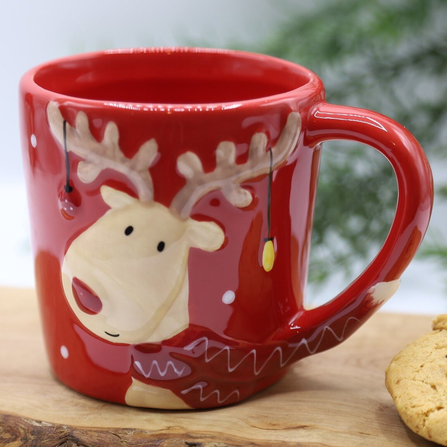 2Pc Ceramic Red Reindeer Mug 300ml Coffee Tea Cup Christmas Novelty Table Gift