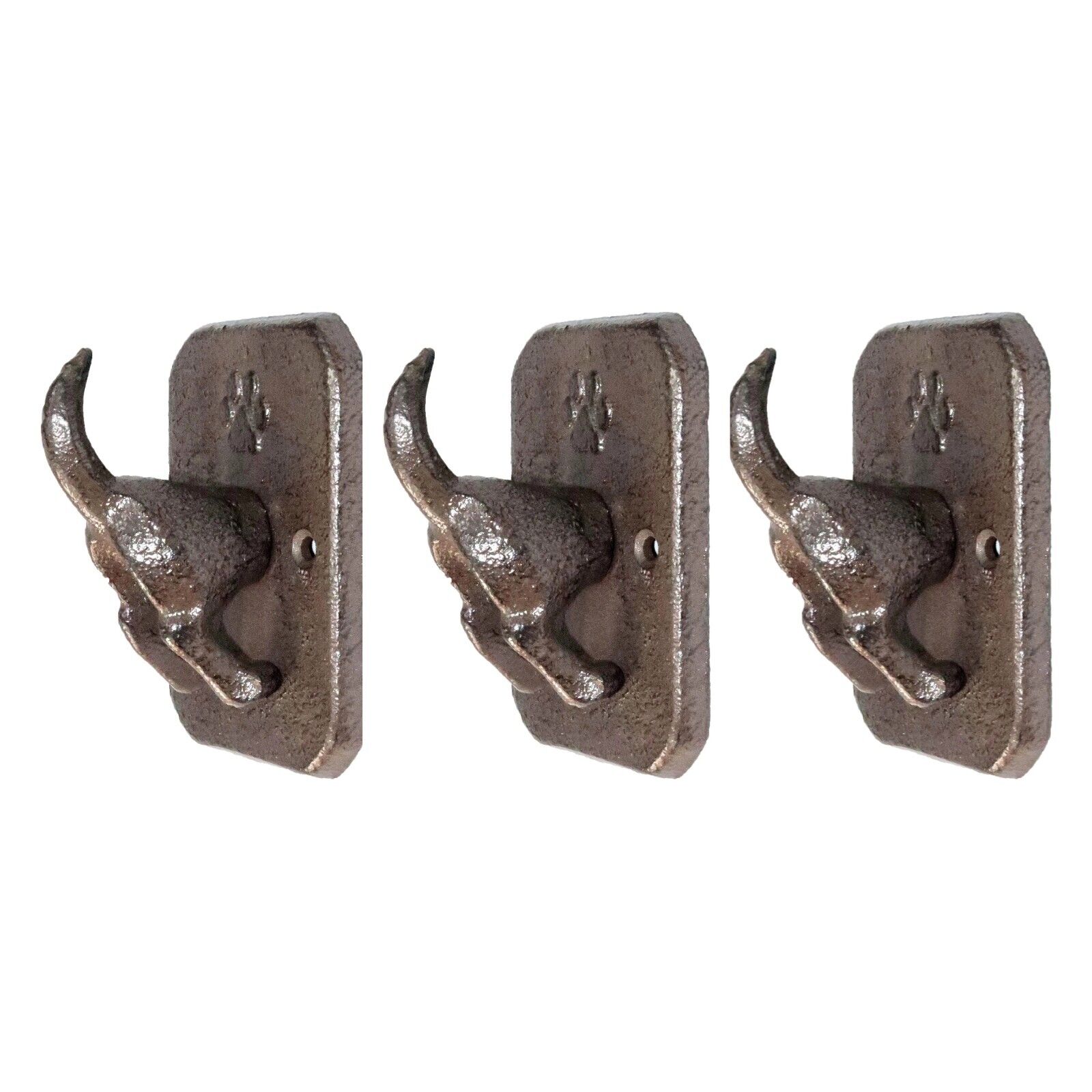 3Pc Cast Iron Dog Tail Hook Rustic Vintage Dog Butt Hook Coat Keys Wall Hanger