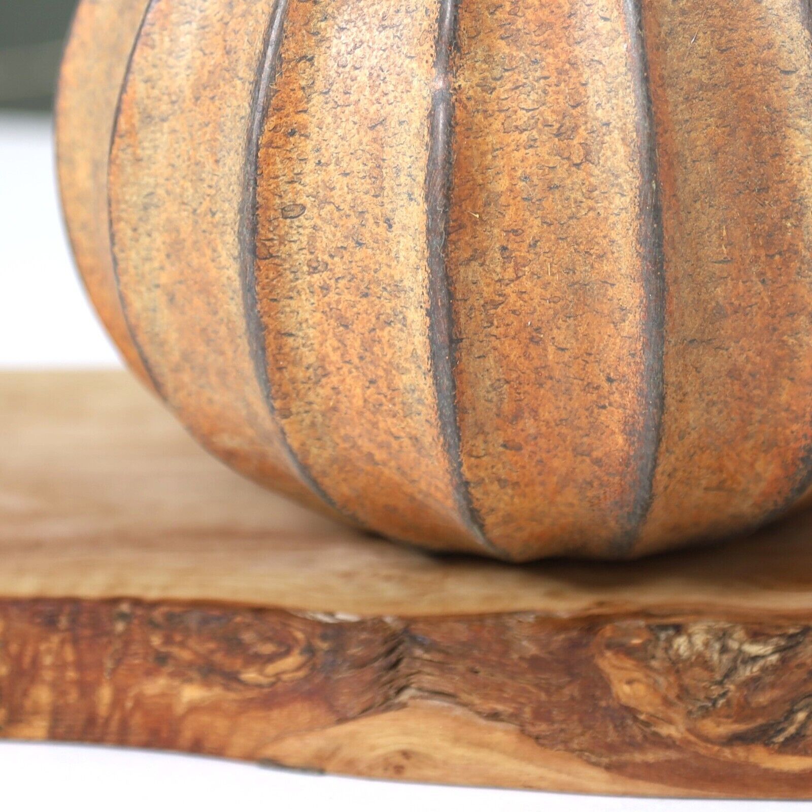 15cm Autumnal Pumpkin Pale Segmented Harvest Bronze Stem Ornament Halloween