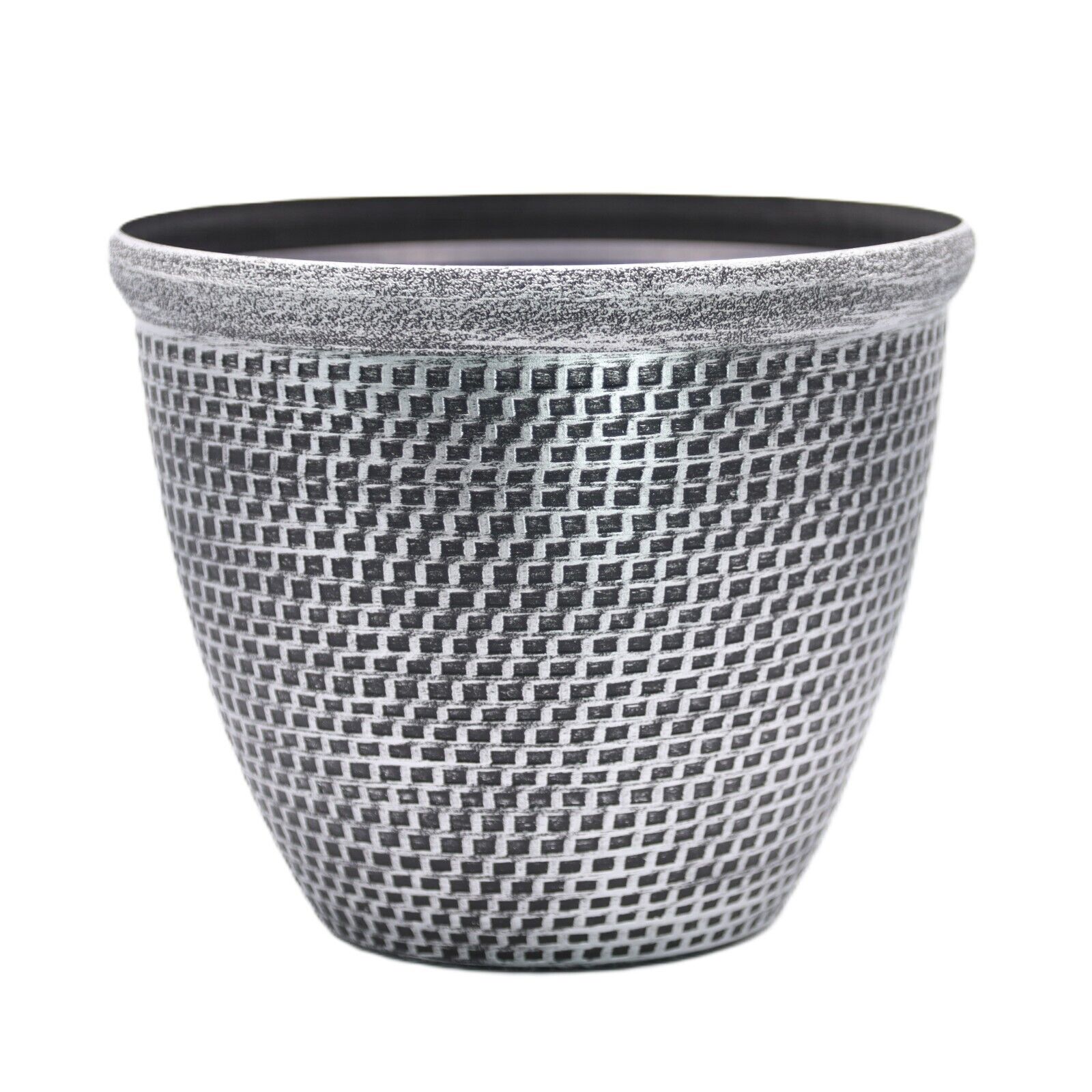 30cm Silver Plastic Round Cromarty Planter Antique  Plant Flowers Pot Cover
