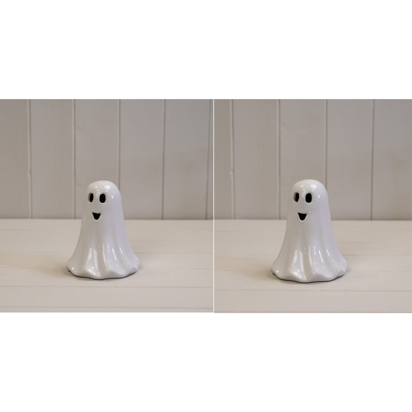 White Ceramic Ghost Decoration with LED Autumn Halloween Shelfsiiter Ornaments