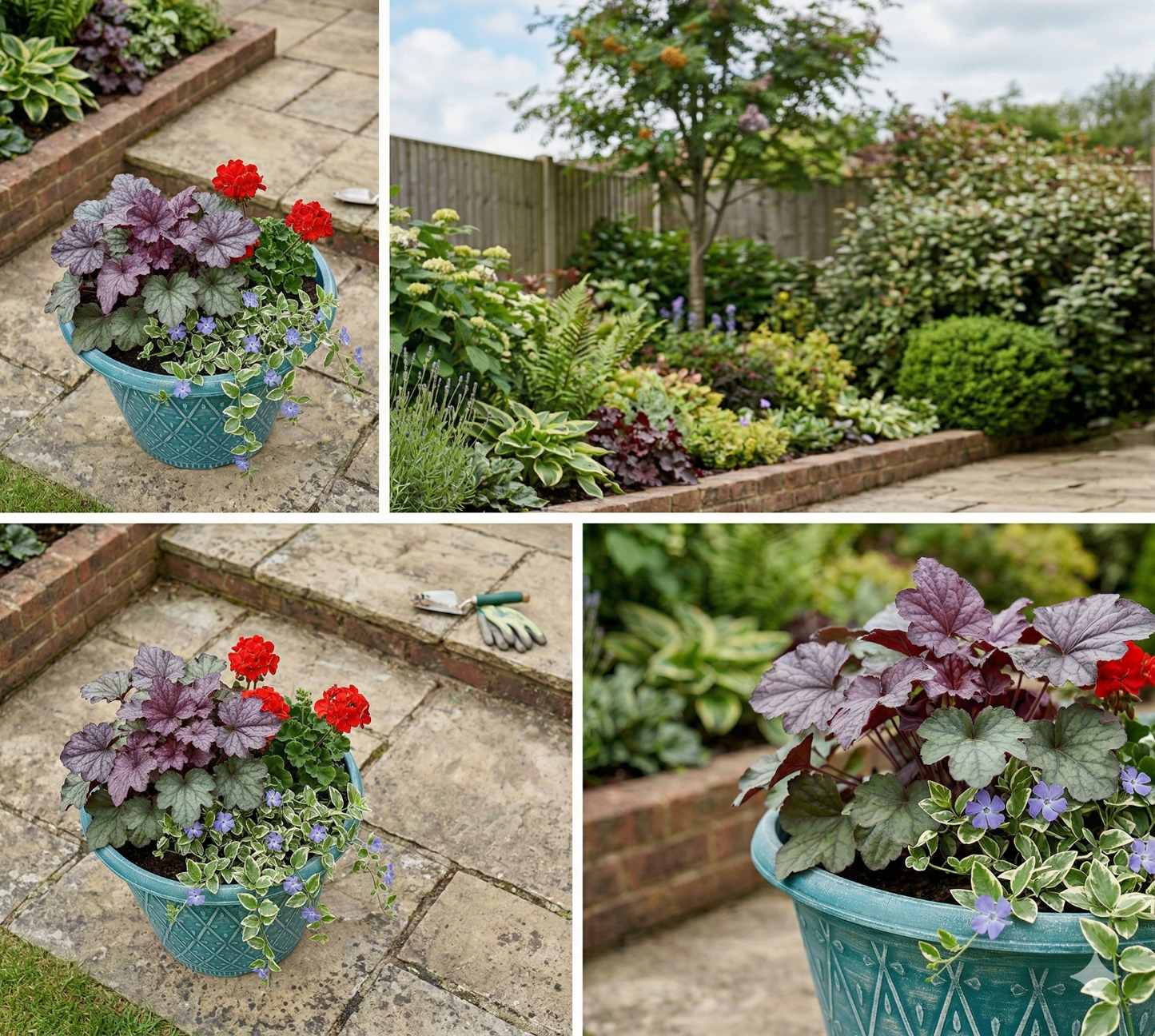 Round Teal Green Plastic 30cm Plant Pot 9.5L Garden Outdoor Decor Cover Planter