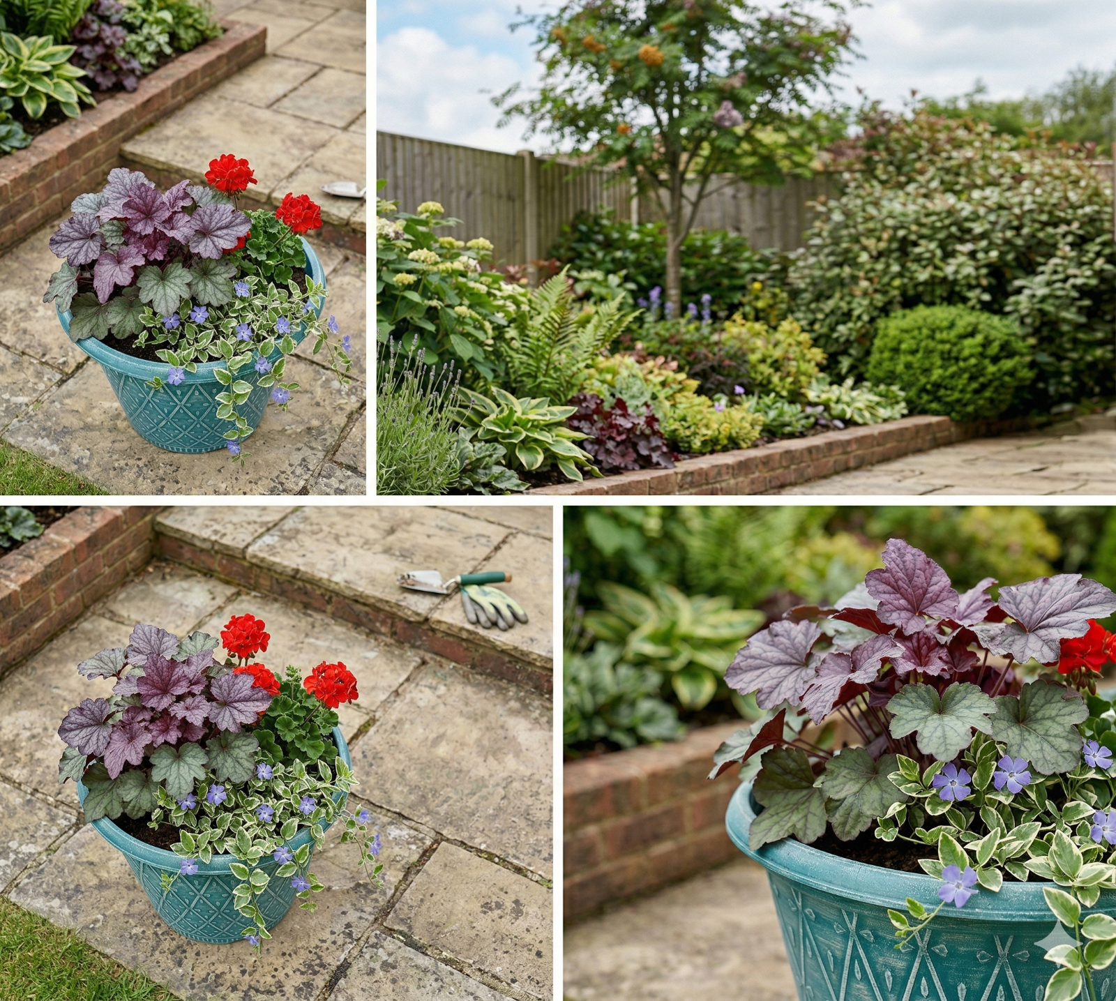 Round Teal Green Plastic 30cm Plant Pot 9.5L Garden Outdoor Decor Cover Planter