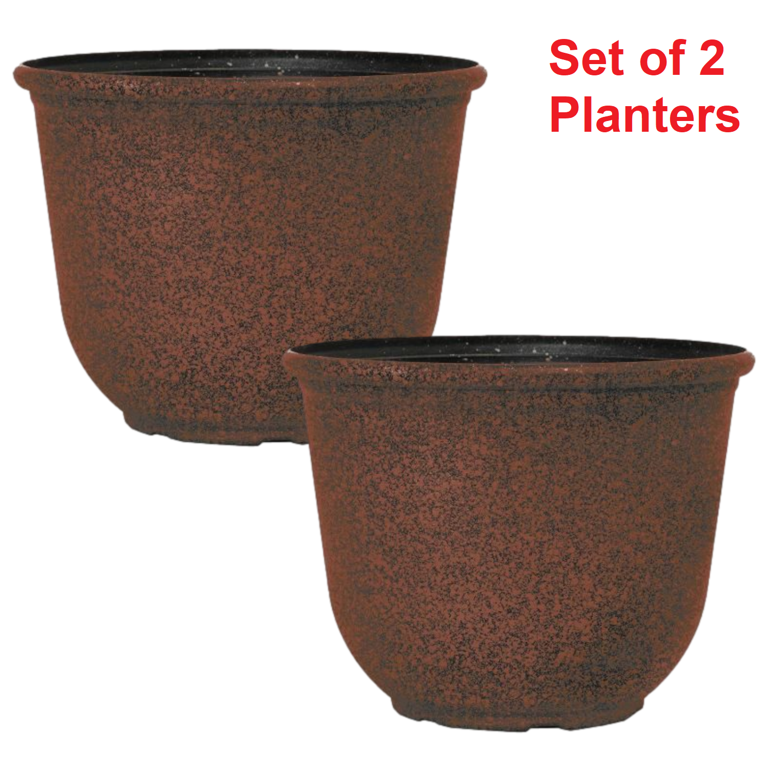 Planter Rustic Brown Set of 2 Round 20cm Garden Plant Pot Antique Copper