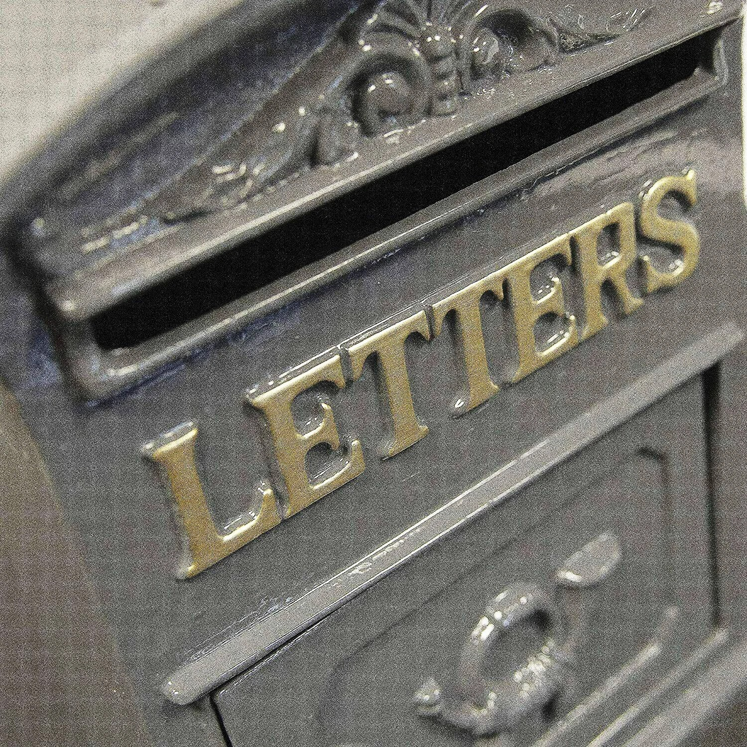 Grey Cast Iron Post Box Wall Mounted Lockable Letter Box Antique Metal Mailbox