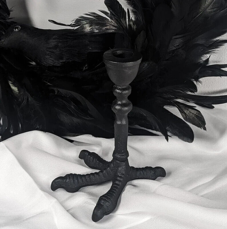 2 Pcs Claw Candle Holder Metal Heavy Gothic Black Halloween Decor Stick Holder