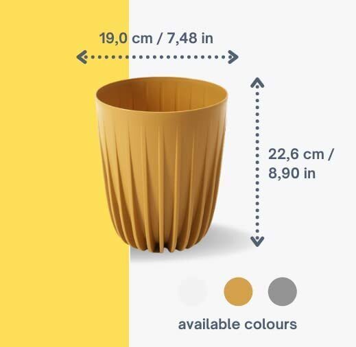 Mustard Yellow Plastic Plant Pot 19cm Round Garden Planter Cover Garden Decor