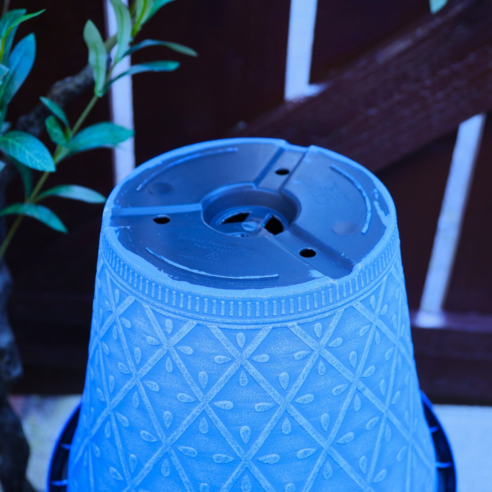 Planter Set of 2 Round 30cm Garden Plant Pot Marine Blue Outdoor Decor Cover